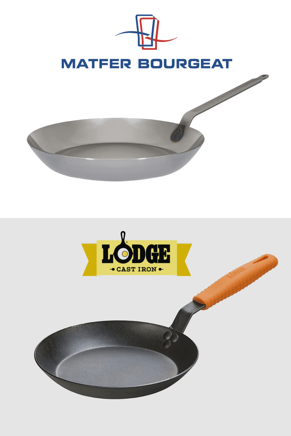 Matfer Carbon Steel Pan and Lodge Carbon Steel Skillet