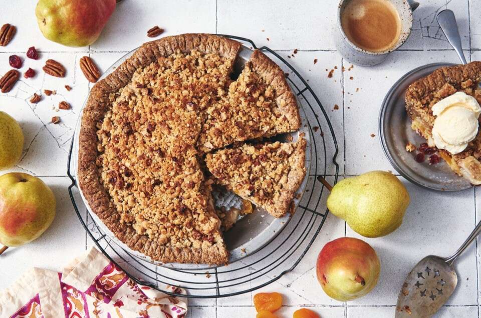  Autumn Pear, Apricot, and Cranberry Pie