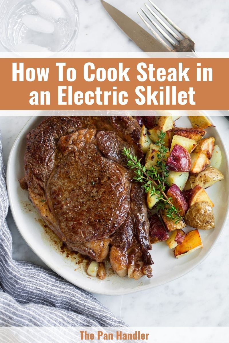 cooking steak on electric skillet