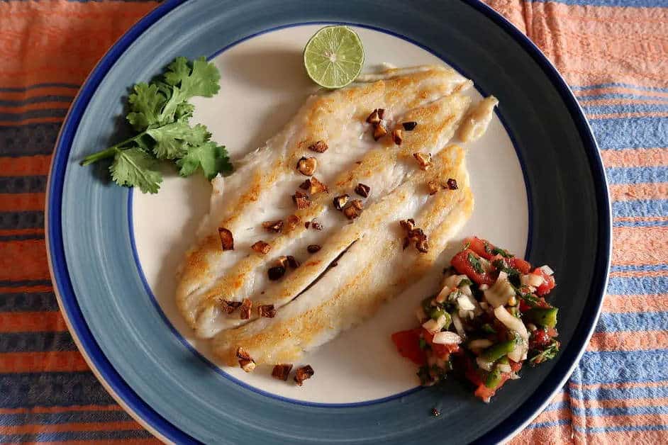 Pan Seared Sea Bass With Chilean Pebre Sauce