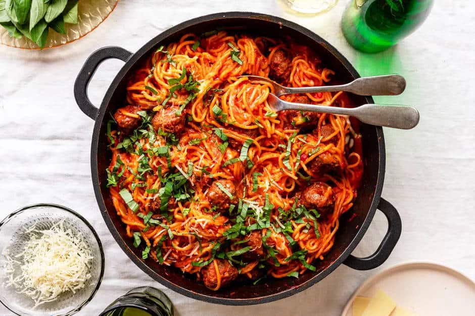 Skillet Spaghetti and Meatballs