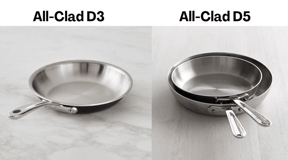 difference between all clad d3 and d5
