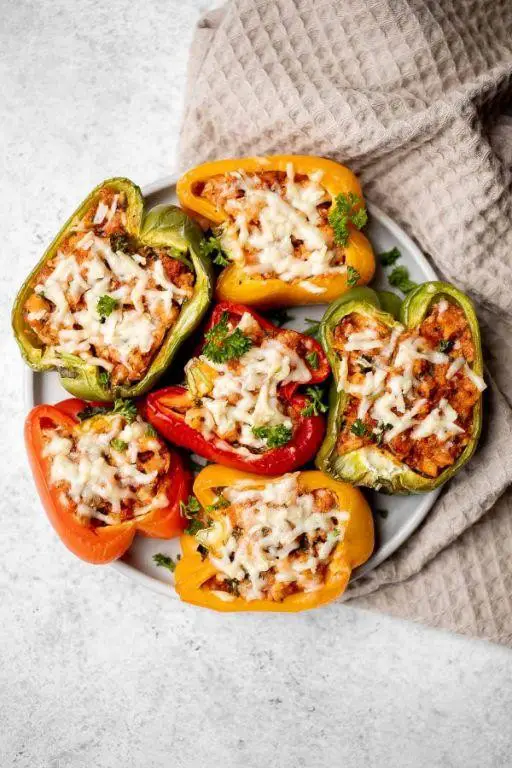 Air Fryer Chicken Parmesan Stuffed Peppers