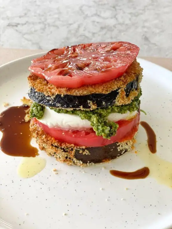 Air Fryer Eggplant Caprese Stacks