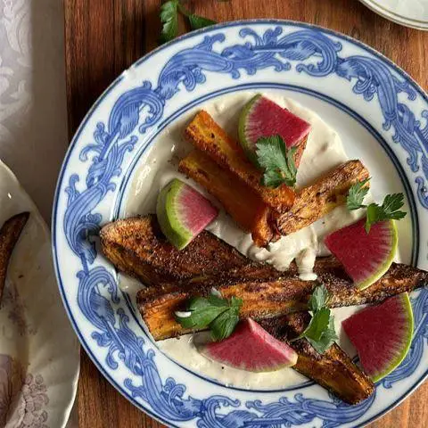Air Fryer Eggplant with Tahini Sauce