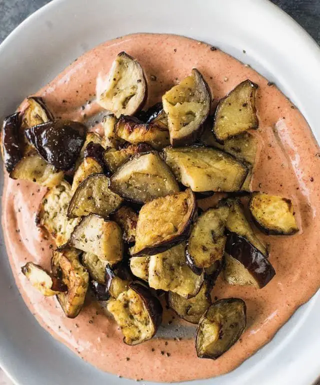 Air Fryer Eggplant with Yogurt Mint Sauce