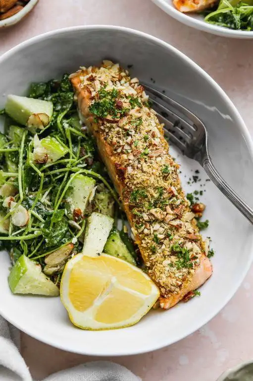Almond Crusted Salmon with Lemon Butter Sauce