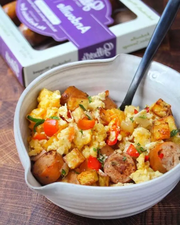 Andouille Chicken Sausage Breakfast Scramble