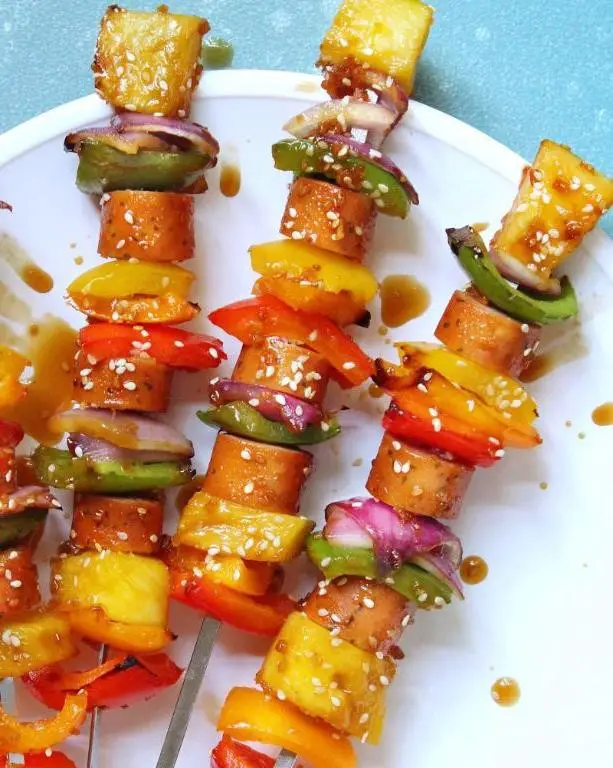 Andouille Chicken Sausage Kabobs with Pineapple