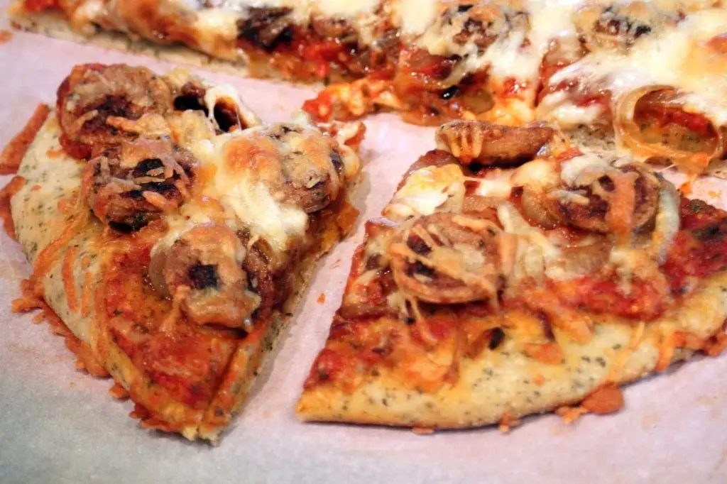 Andouille Chicken Sausage Pizza with Caramelized Onions