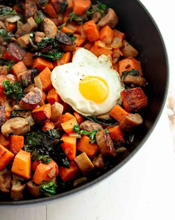 Andouille Chicken Sausage and Sweet Potato Hash