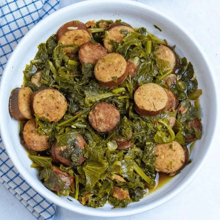Andouille Chicken Sausage with Mustard Greens