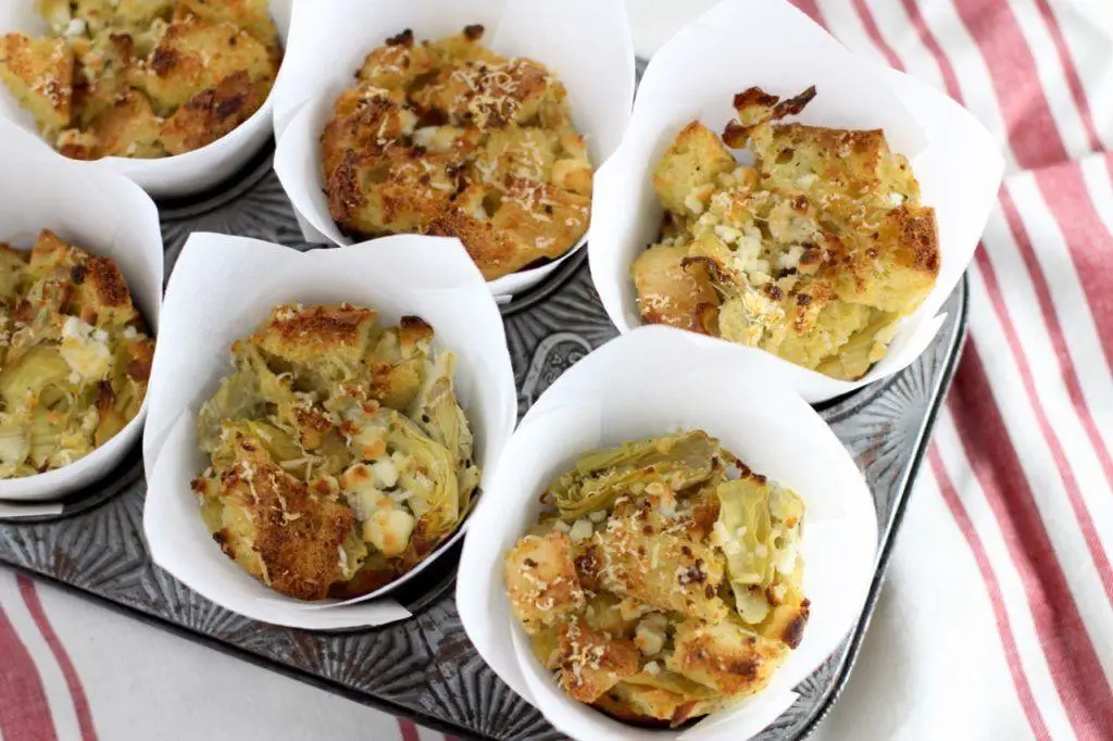 Artichoke and Goat Cheese Bread Pudding