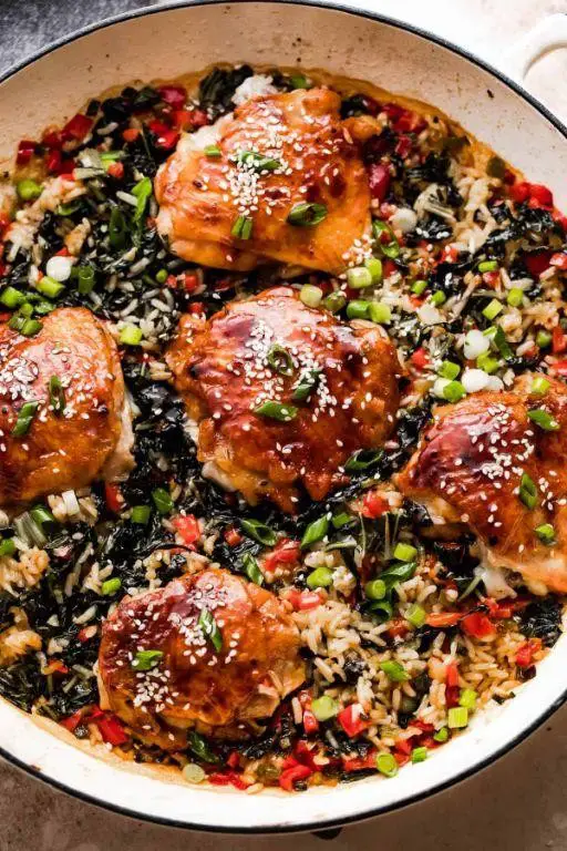 Asian Glazed Chicken Thighs with Brown Rice