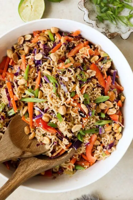 Asian-Inspired Ramen Noodle Cole Slaw with Peanut Dressing