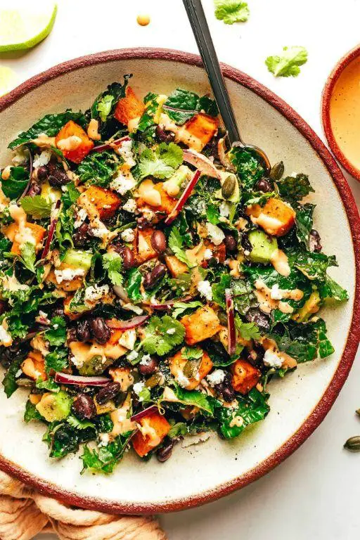 Avocado Kale Salad with Tahini Dressing