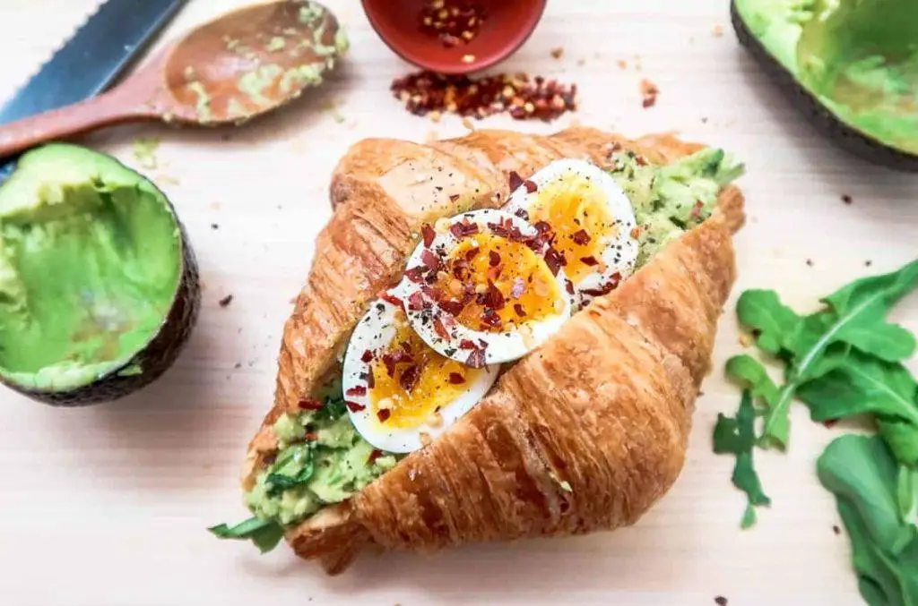 Avocado and Egg Croissant Sandwich