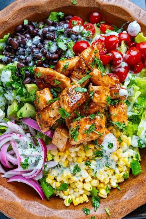 BBQ Chicken Salad with Avocado Dressing