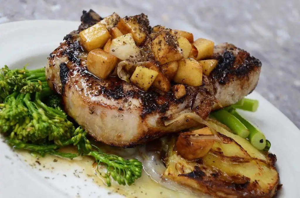 BBQ Pork Chops with Apple Compote