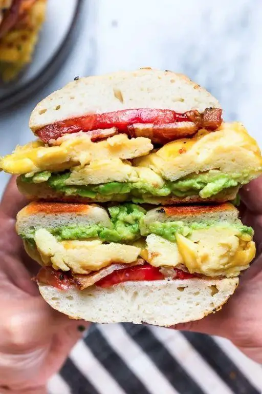 Bacon, Egg, and Avocado Bagel Sandwich