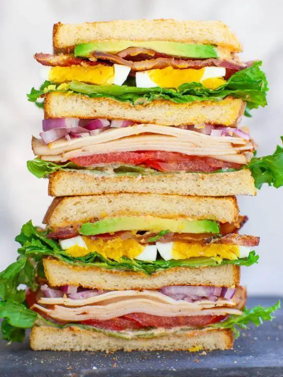 Bacon, Lettuce, and Tomato Club Sandwich