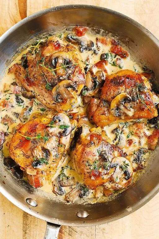 Baked Chicken Thighs with Mushrooms and Thyme