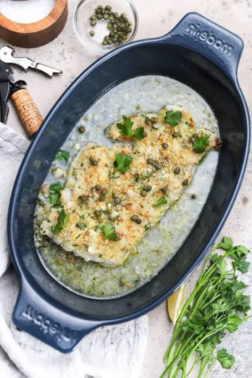 Baked Cod in White Wine Sauce