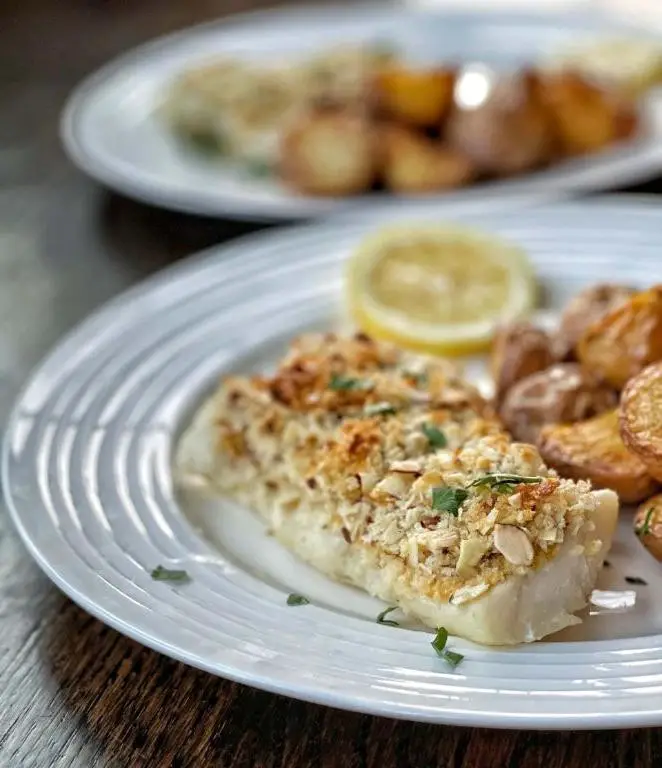 Baked Cod with Almond Crust