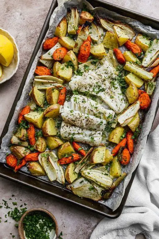 Baked Cod with Roasted Vegetables