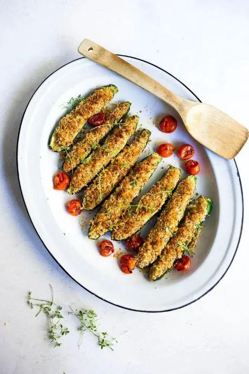 Baked Cucumbers with Parmesan and Breadcrumbs
