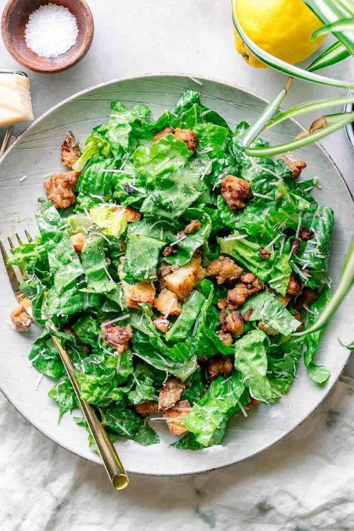 Baked Tempeh Caesar Salad