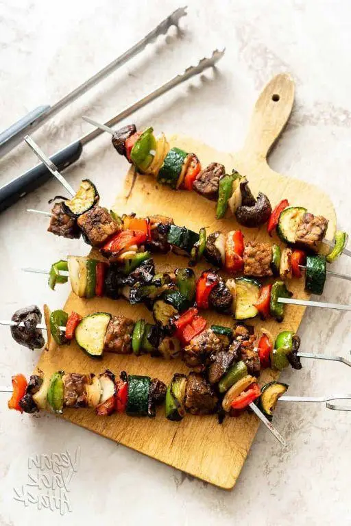 Baked Tempeh and Vegetable Skewers