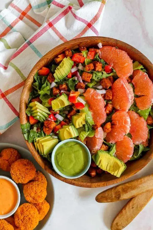 Baked Tempeh with Avocado Lime Dressing