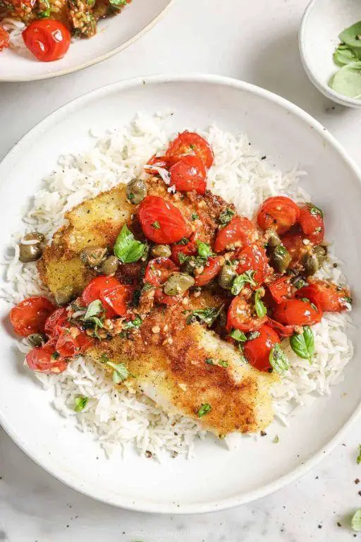 Baked Tilapia with Tomato Basil Rice