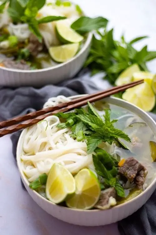 Beef Noodle Soup with Cilantro and Lime