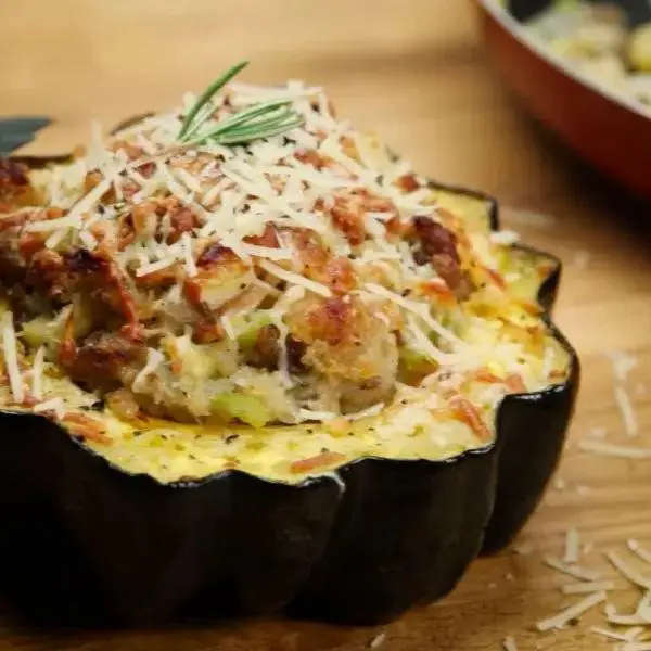 Beef Sausage and Apple Stuffed Acorn Squash