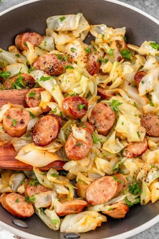 Beef Sausage and Cabbage Stir Fry