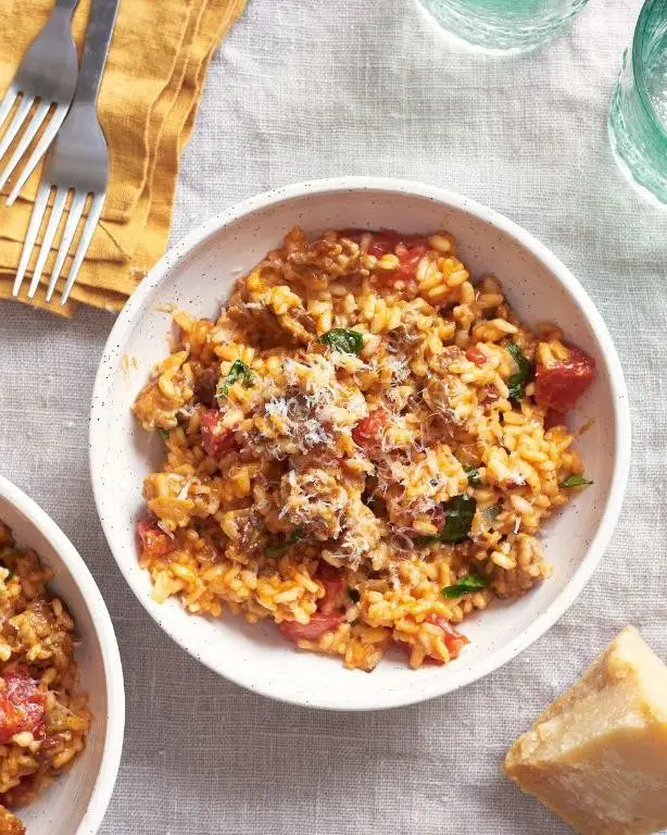Beef Sausage and Tomato Risotto