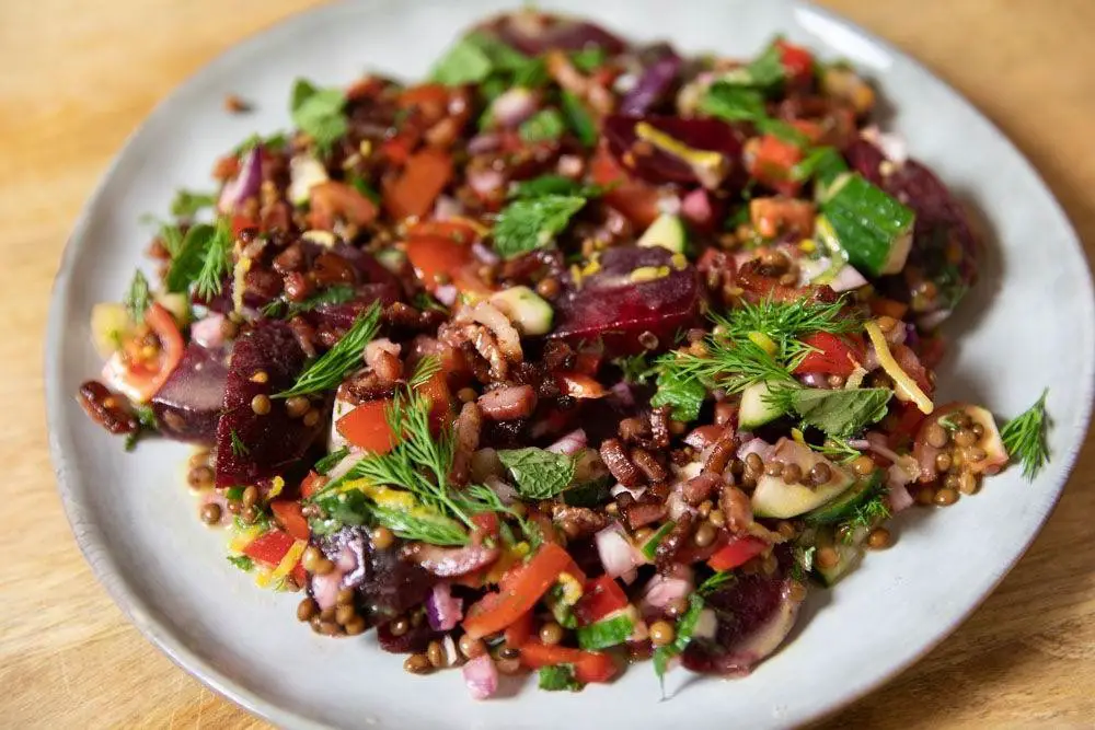Beet and Lentil Salad with Mustard Dressing