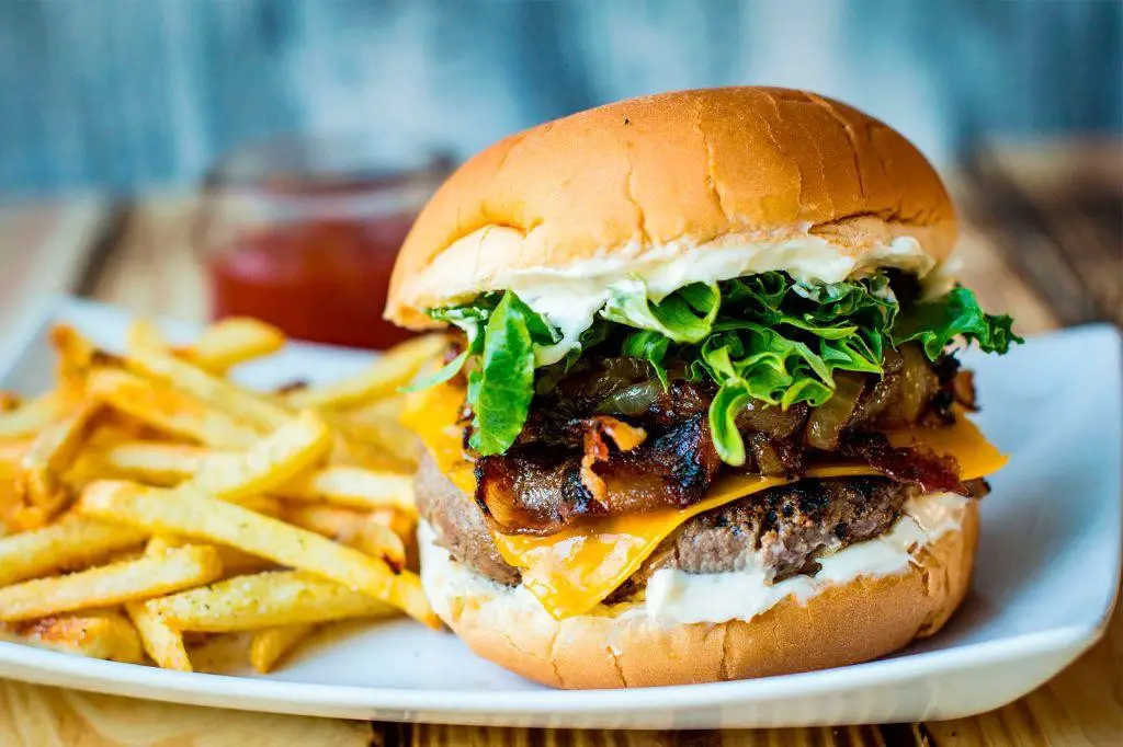 Bison Burger with Caramelized Onions