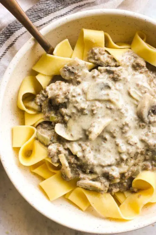 Bison and Mushroom Stroganoff