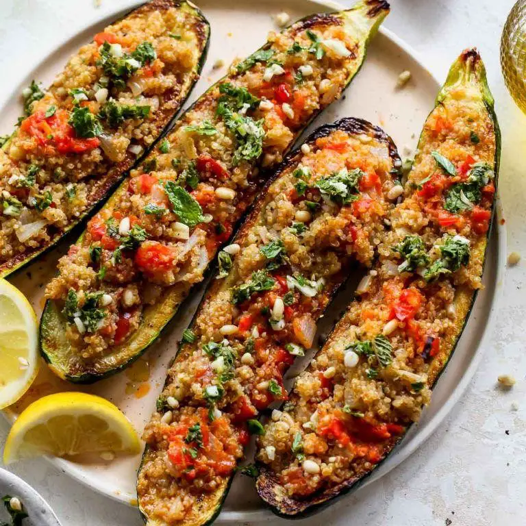 Bison and Quinoa Stuffed Zucchini