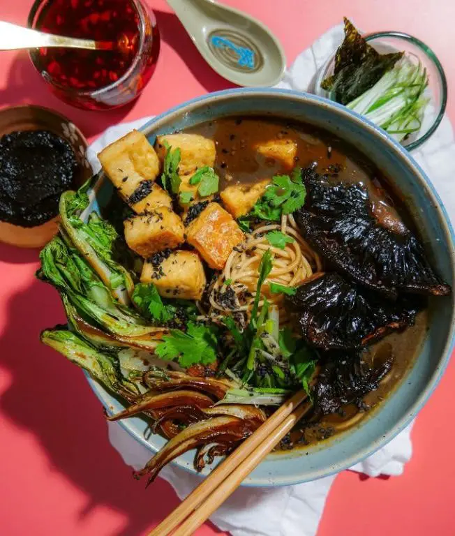 Black Garlic Ramen with Roasted Vegetables