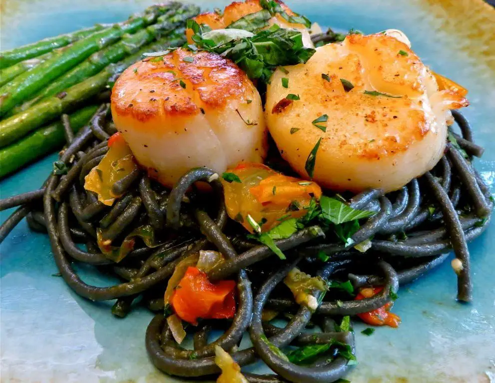 Black Squid Ink Pasta with Scallops