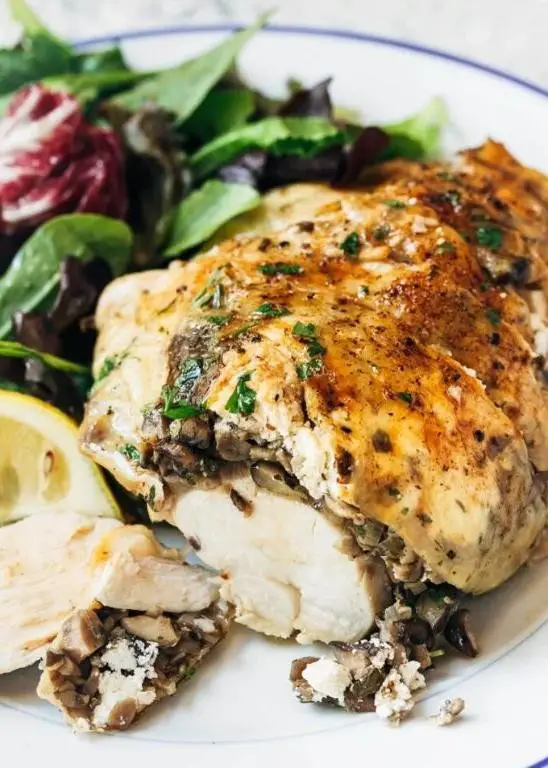Black Trumpet Mushroom and Brie Stuffed Chicken