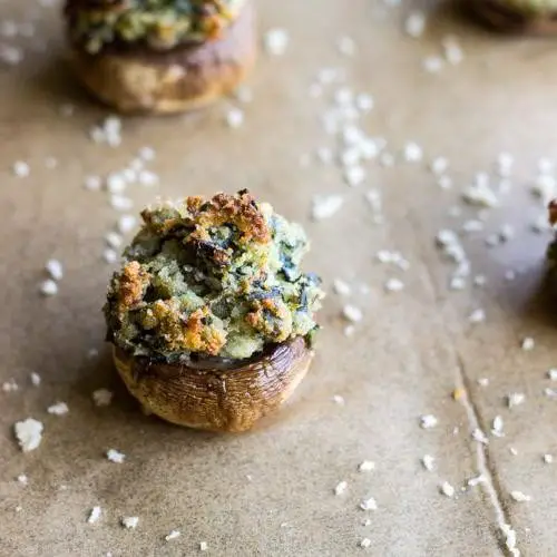 Bologna and Spinach Stuffed Mushrooms