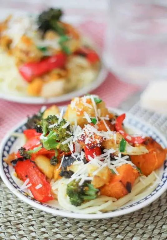 Brown Rice Pasta with Roasted Vegetables