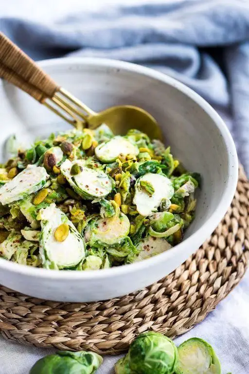 Brussel Sprouts Slaw with Tahini Dressing