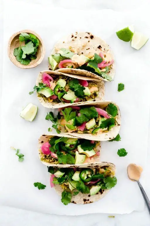 Brussel Sprouts Tacos with Avocado Cream