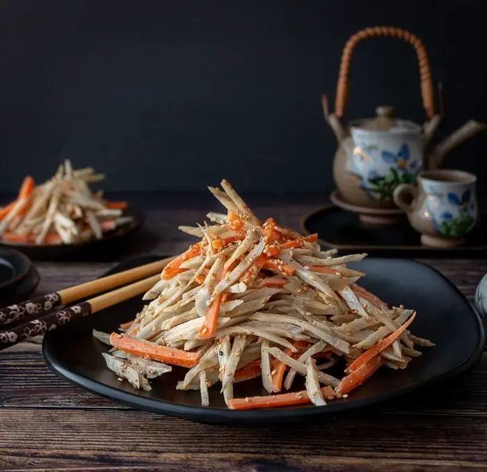 Burdock Root Salad with Sesame Dressing
